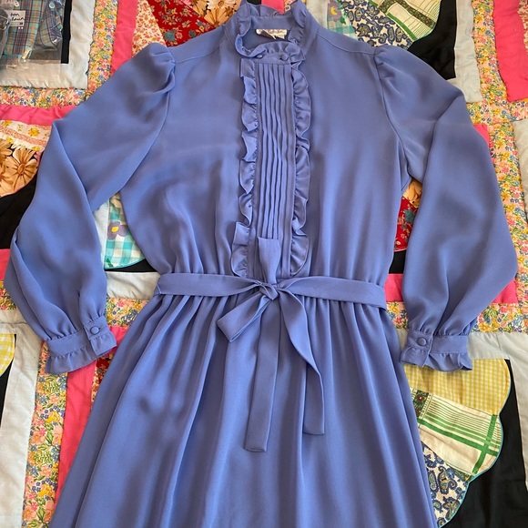 Vintage FL Collections periwinkle dress size 12 100% polyester - Picture 2 of 6
